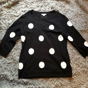 New York & Company Black Sweater Polka Dots